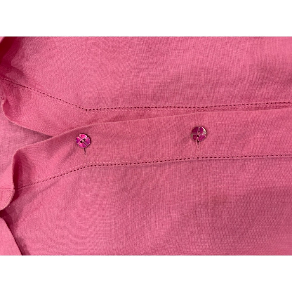 Sigrid Olsen Womens Pink 100% Linen 2 Piece Set Floral Pants Button Shirt M - Picture 11 of 15